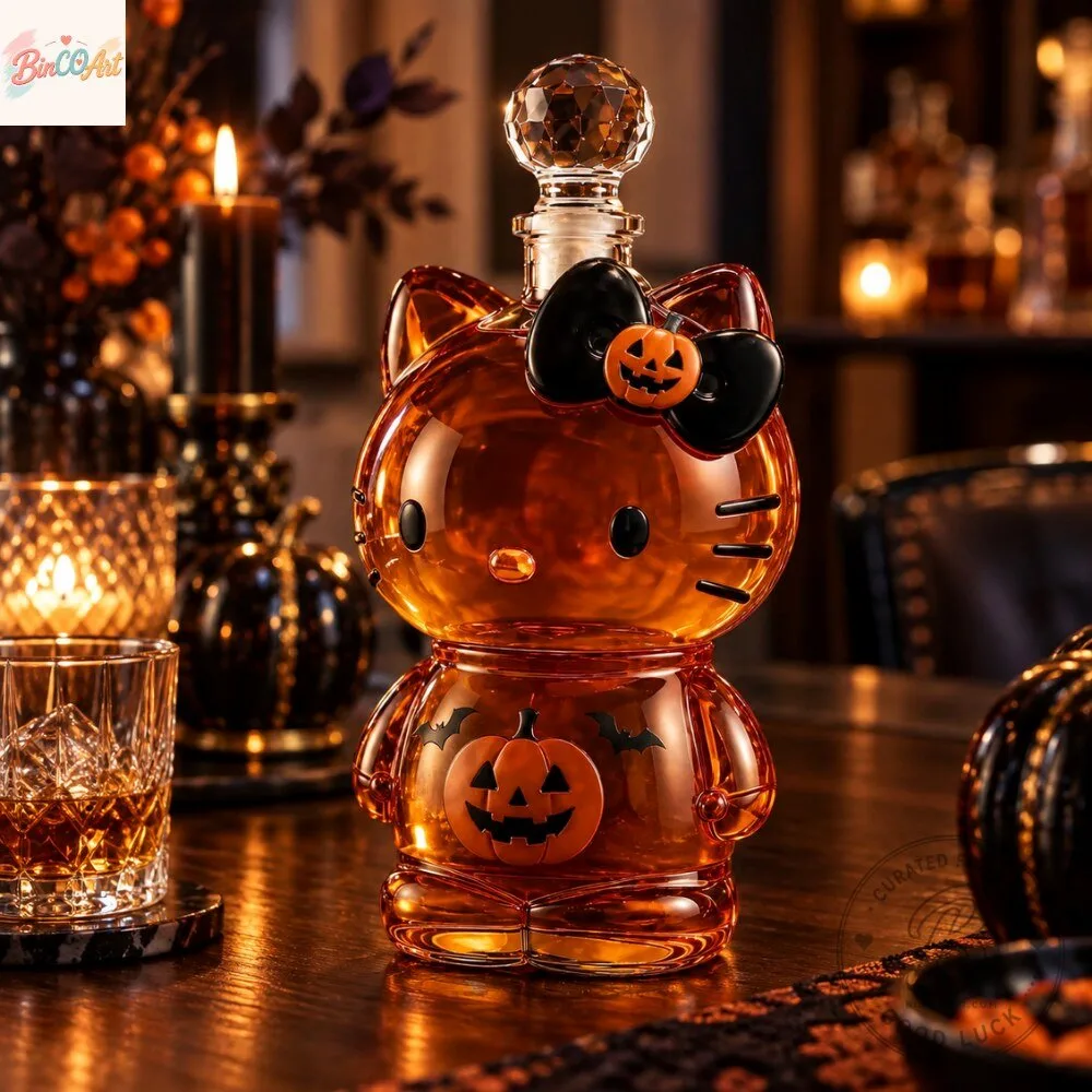 Hello Kitty Cutie Pumpkin Bow Halloween Whiskey Decanter